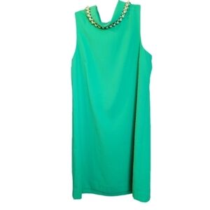 Lilly Pulitzer vibrant green high neck pearl embellished sleeveless shift dress